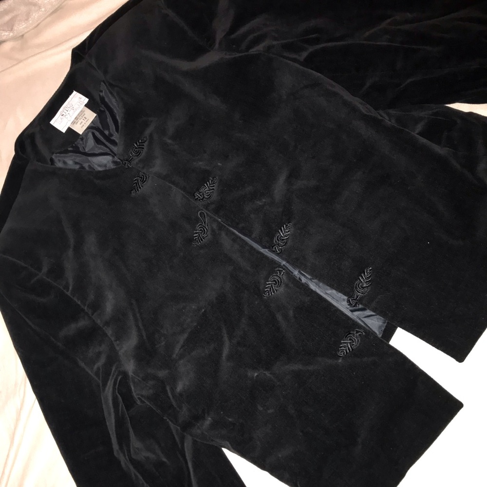 Black Velvety Vintage Jacket with Rope Buttons